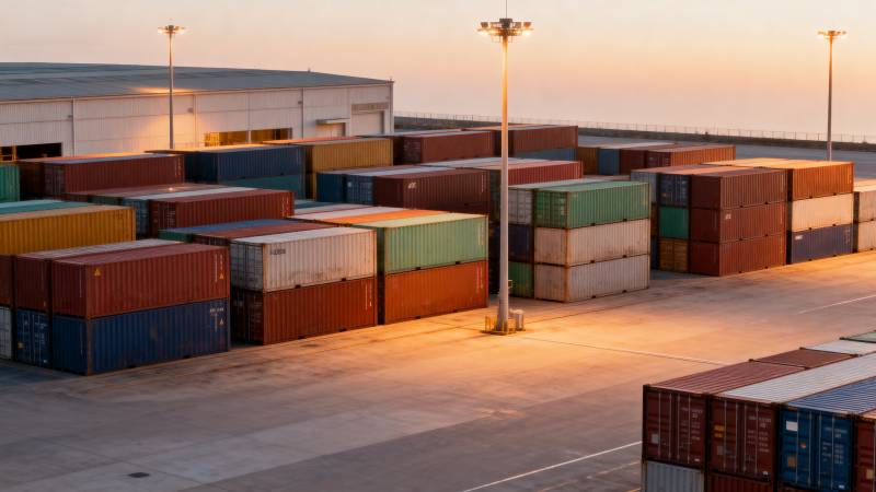 集装箱码头黄昏景图片