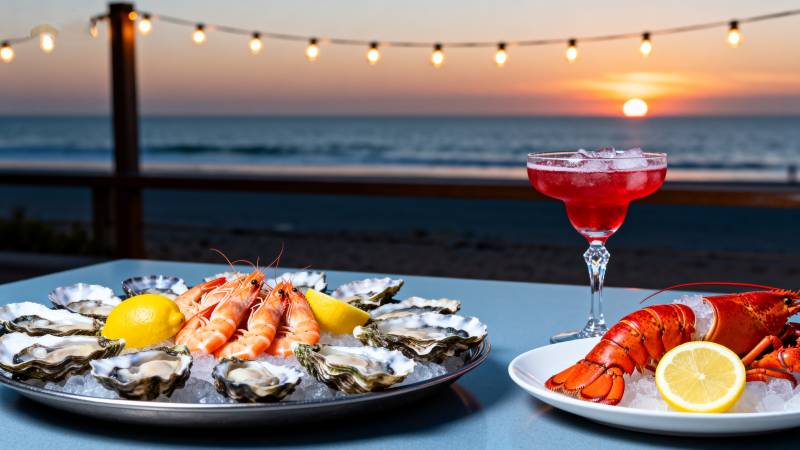 海边晚宴 海鲜美酒图片