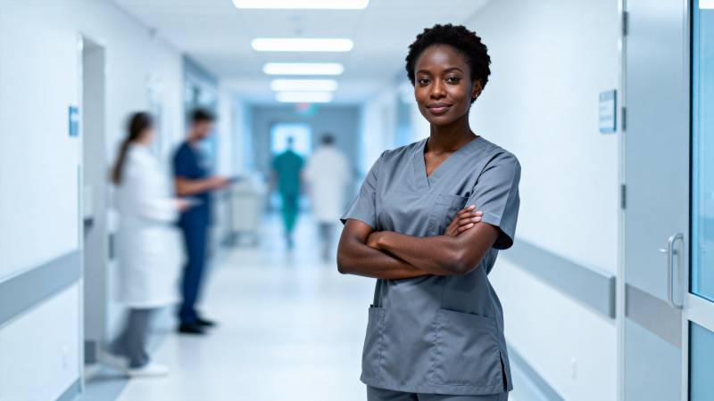 医院走廊的护士图片