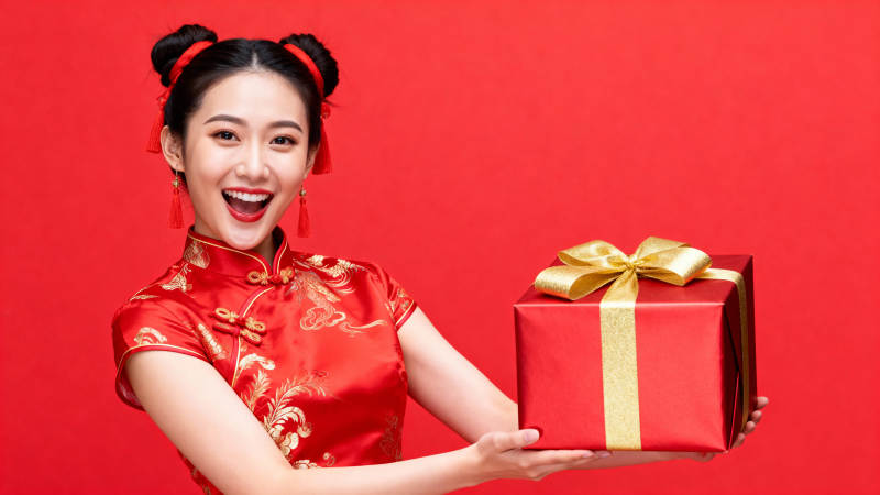 喜庆女子献礼盒图片