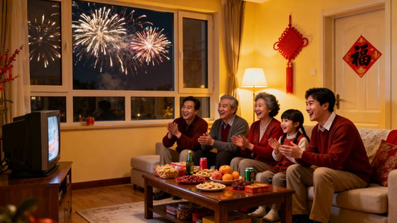 全家欢庆春节夜图片