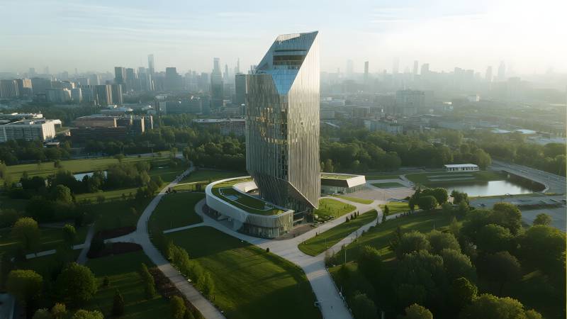 现代都市绿洲塔图片