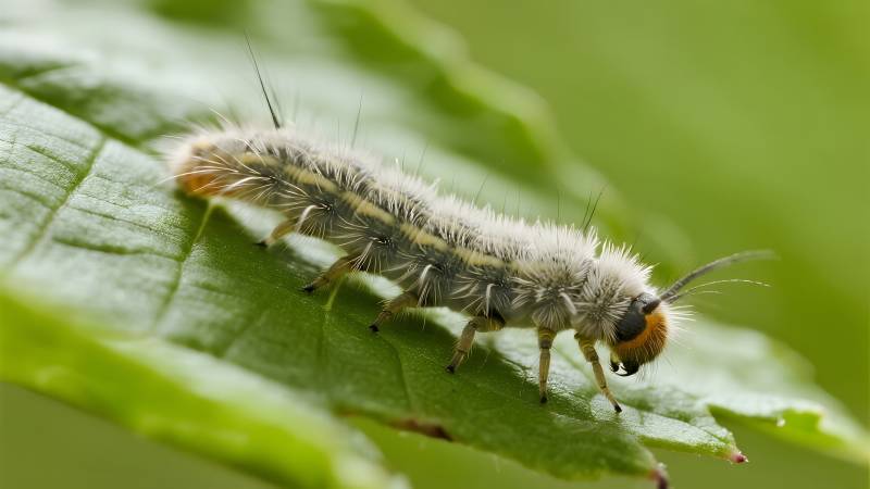 毛毛虫啃叶图片