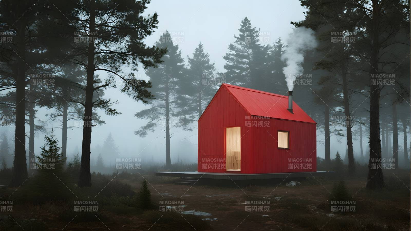 红屋雾林图片
