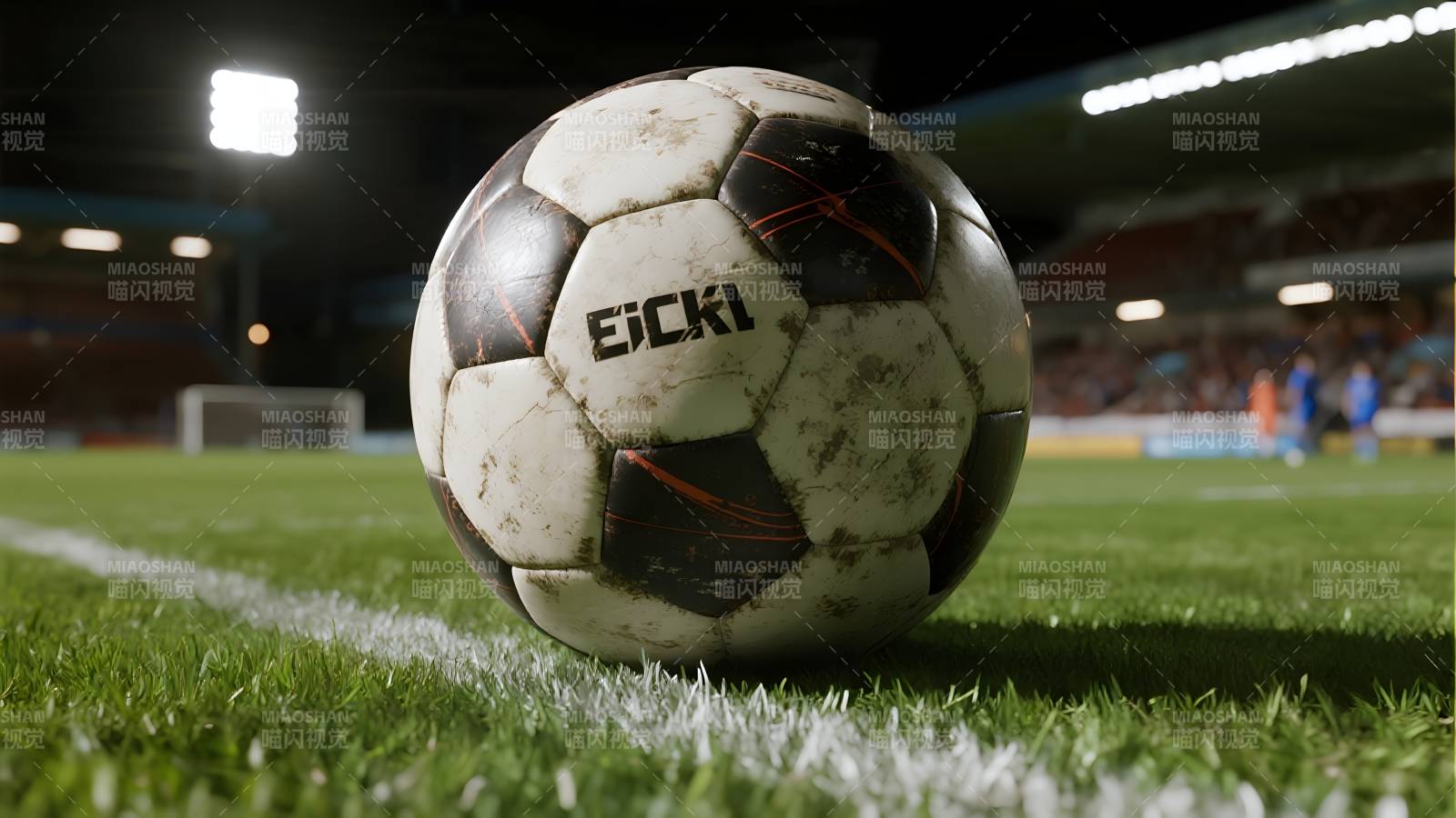 足球静置于绿茵场图片