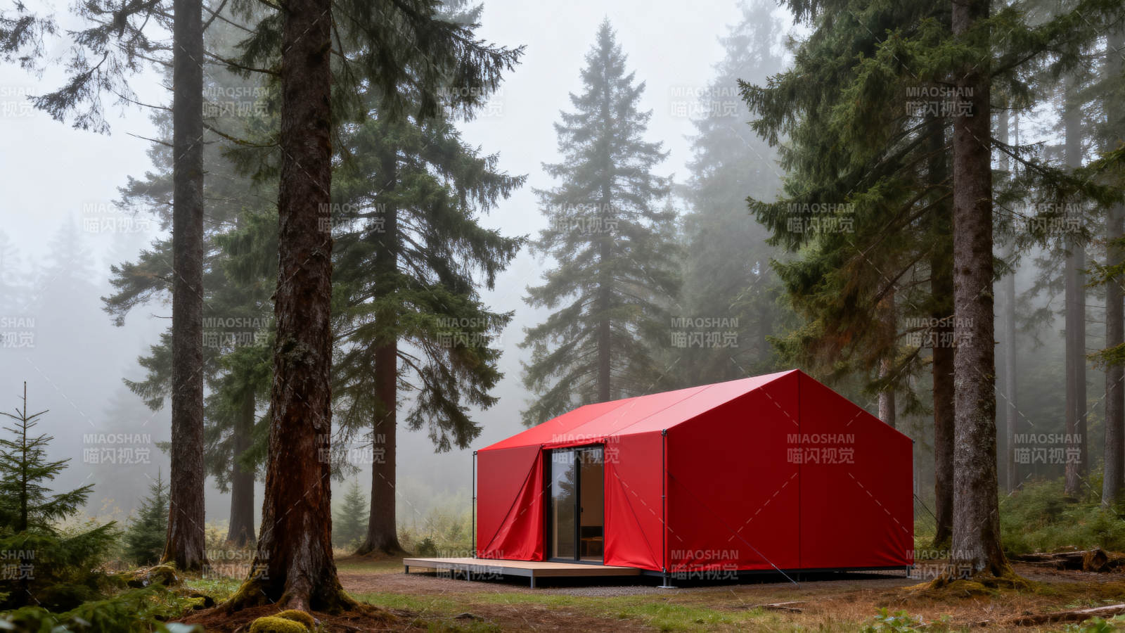 红屋林间静谧栖息图片