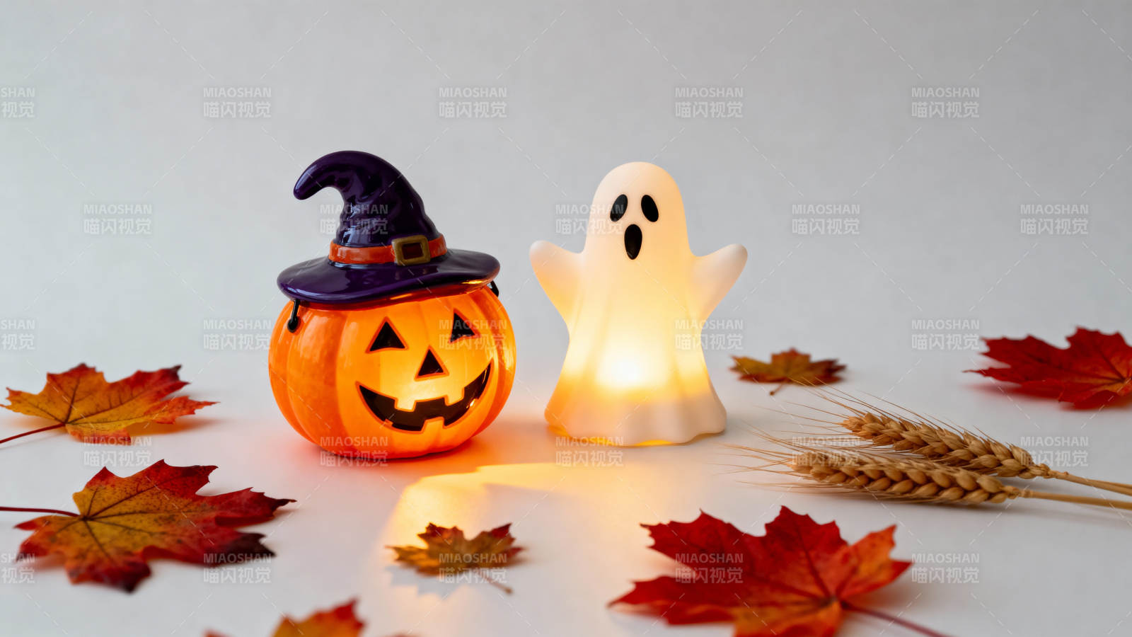 万圣节南瓜与幽灵图片