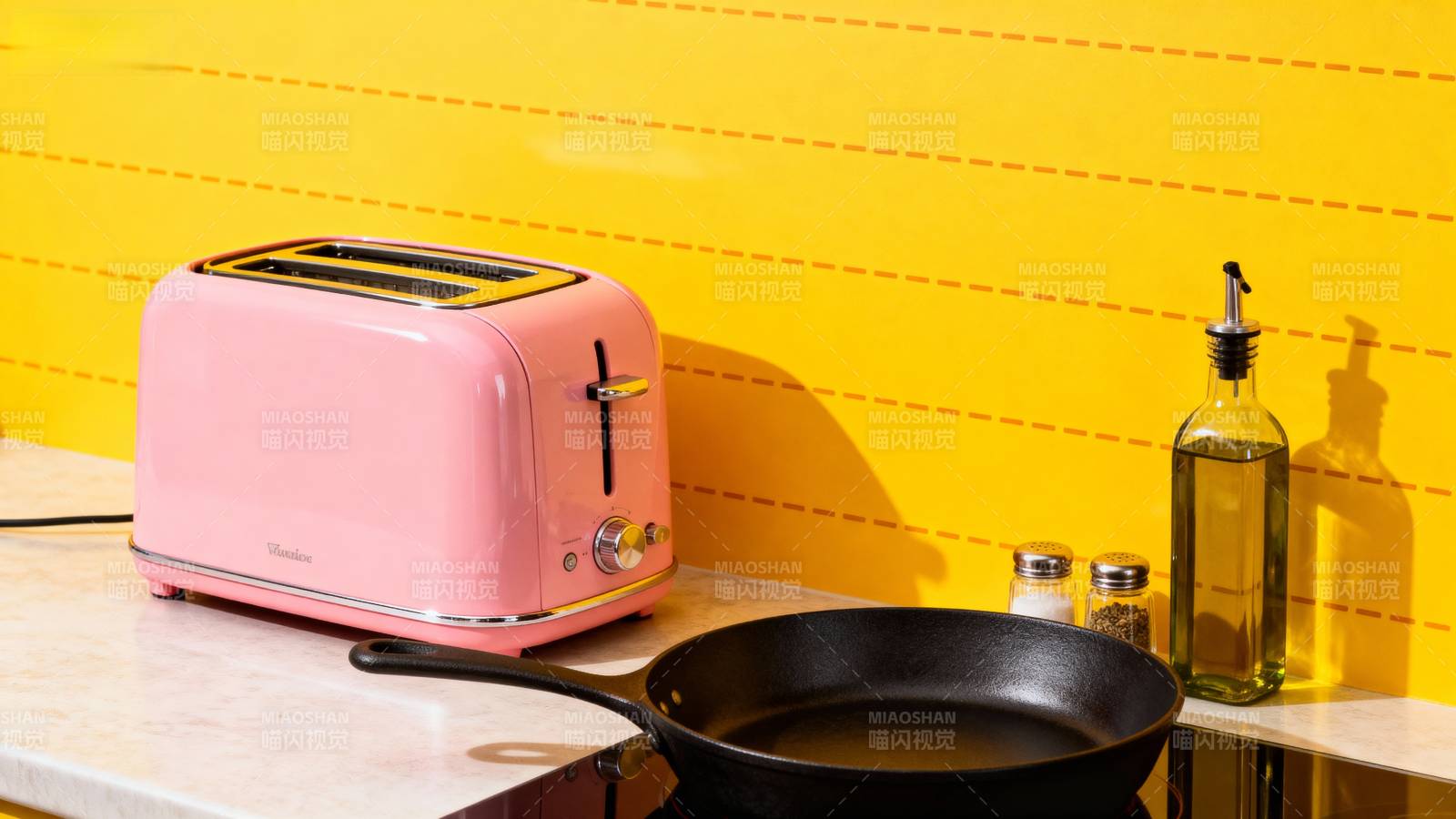 粉红烤面包机厨房图片