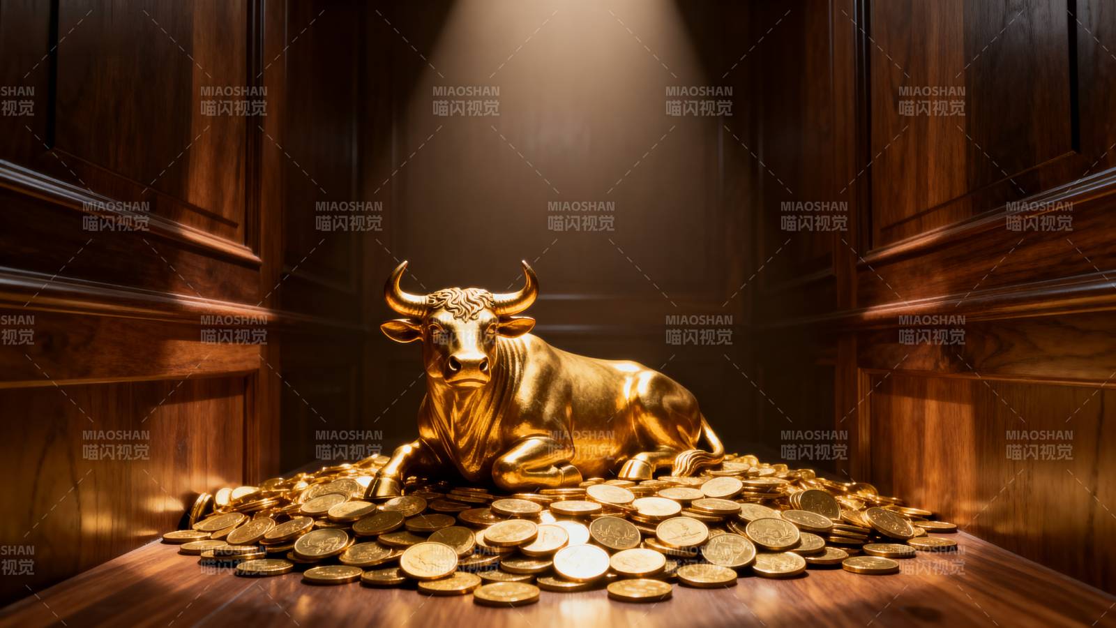 金牛卧金币 财富象征图片