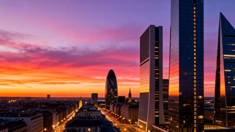 城市暮色璀璨图片