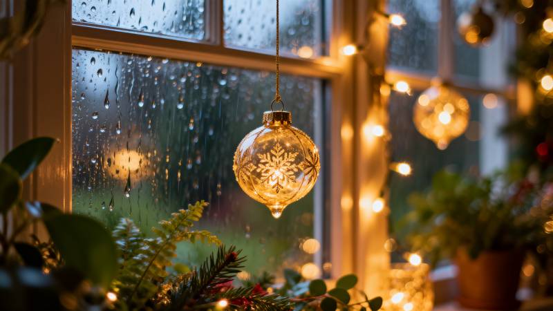 窗前圣诞装饰图片