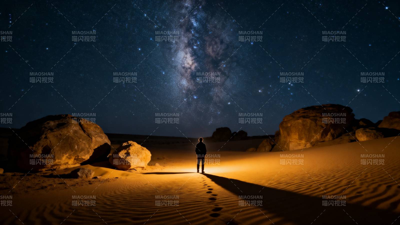 星夜沙漠行者图片