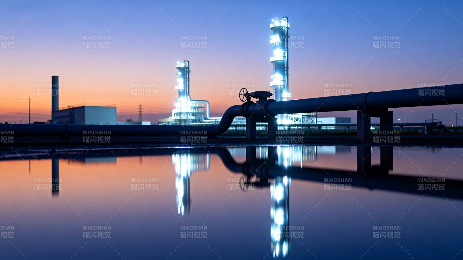 工业夜景倒影图片
