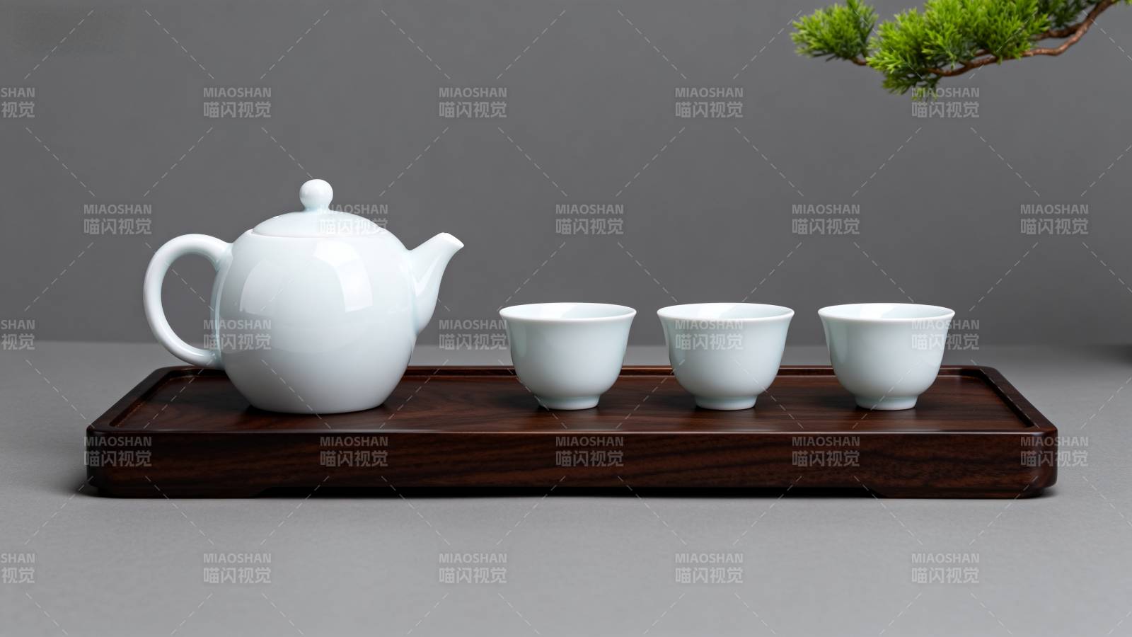 白瓷茶具静谧雅致图片