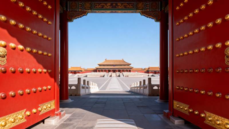 故宫红门映金殿图片