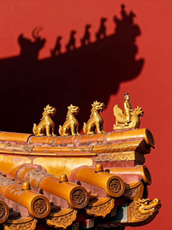 金瓦飞檐映红墙图片