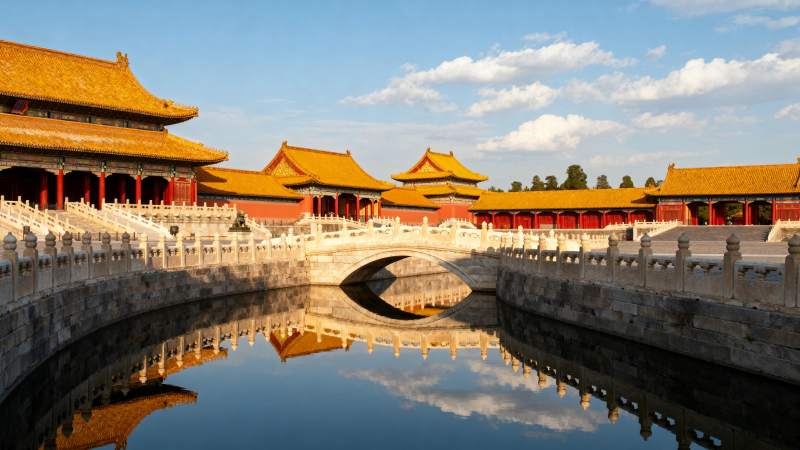 故宫金水桥倒影图片