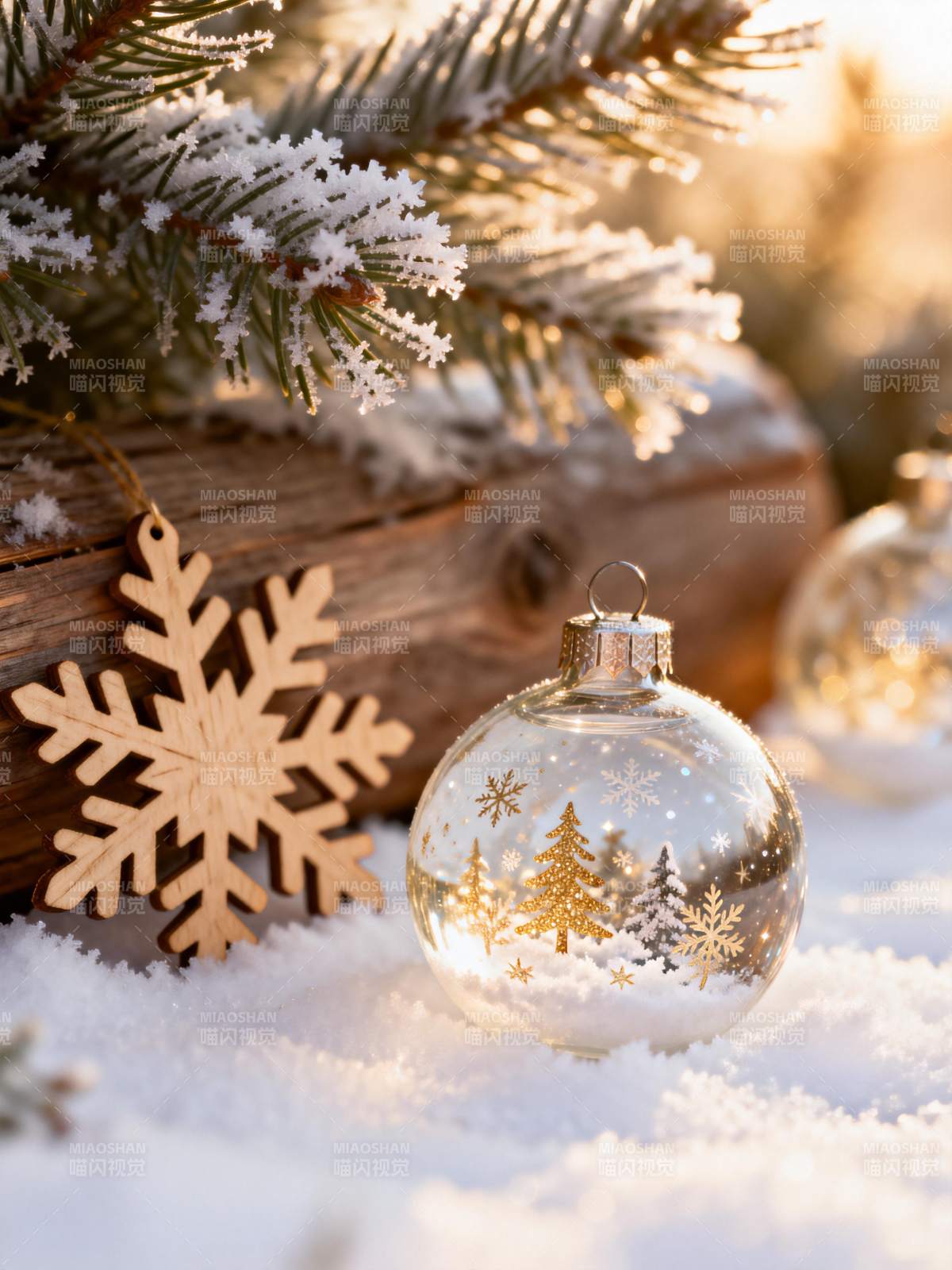 雪中圣诞装饰图片