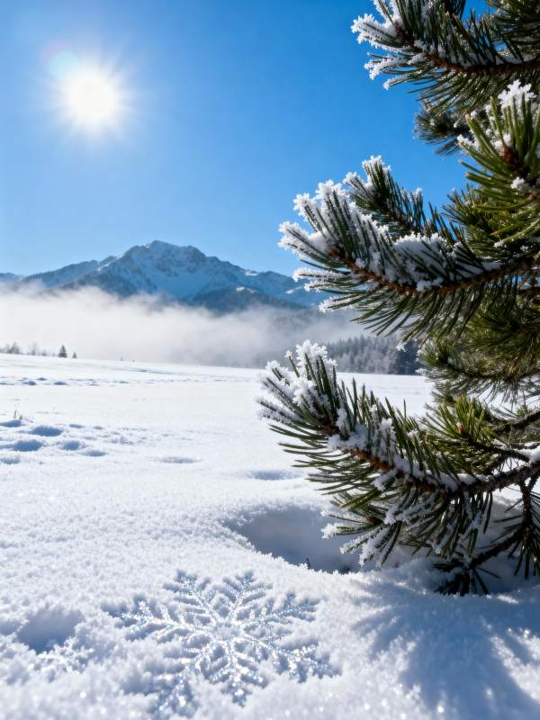 雪松映山景图片