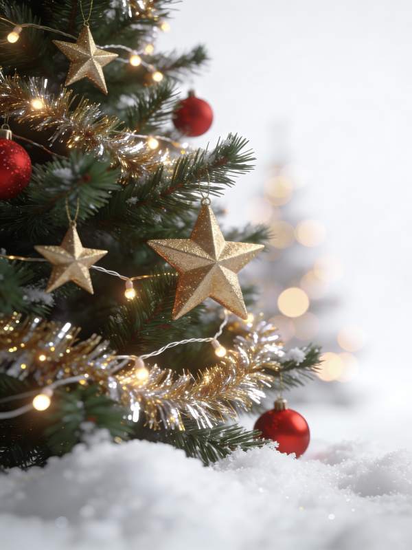 圣诞树雪景装饰图片