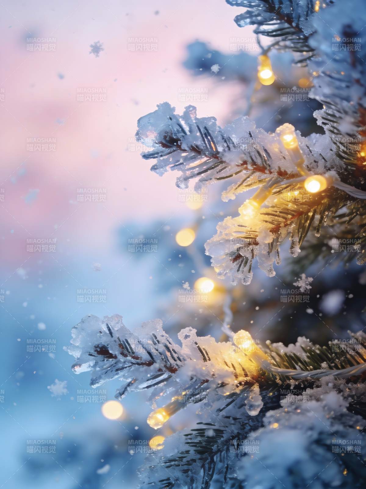 雪夜灯影 冬日童话图片