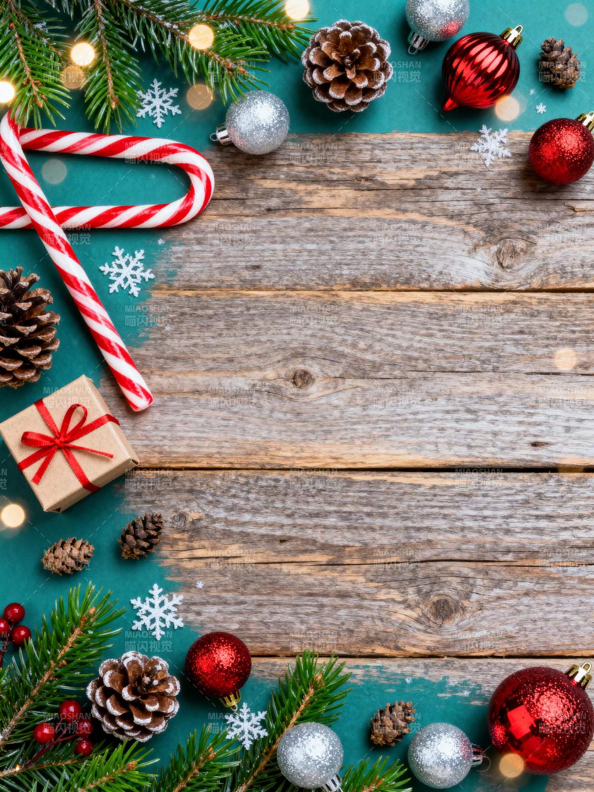 圣诞装饰木板背景图片