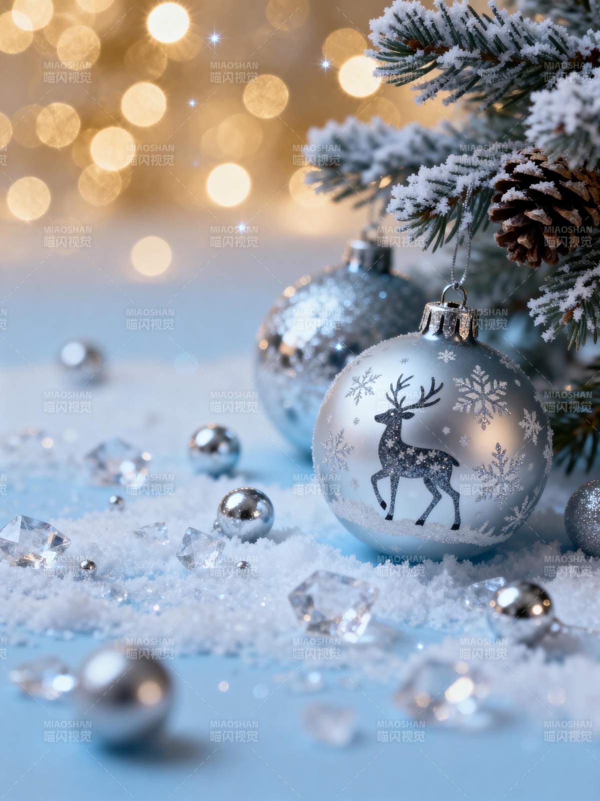 雪中鹿饰 冬日温馨图片