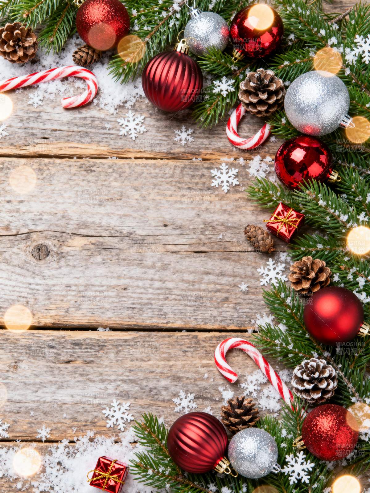 圣诞装饰木板背景图片