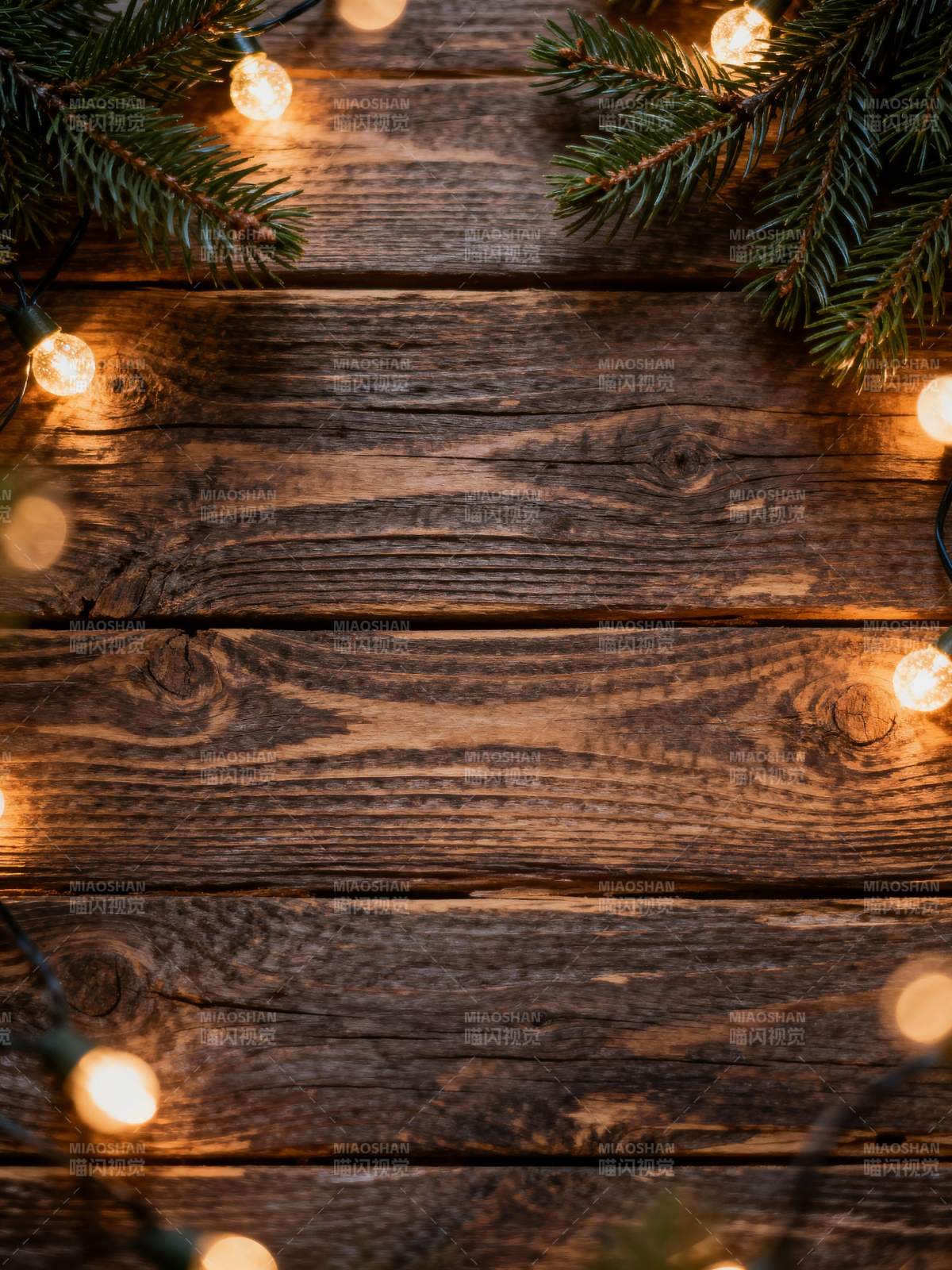 圣诞木桌暖灯图片