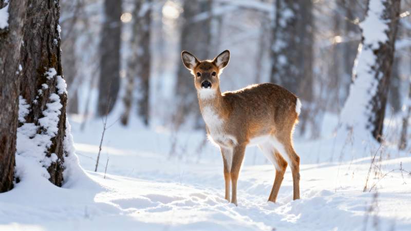雪林中的小鹿图片