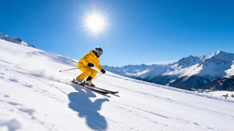 雪地疾驰 阳光闪耀图片