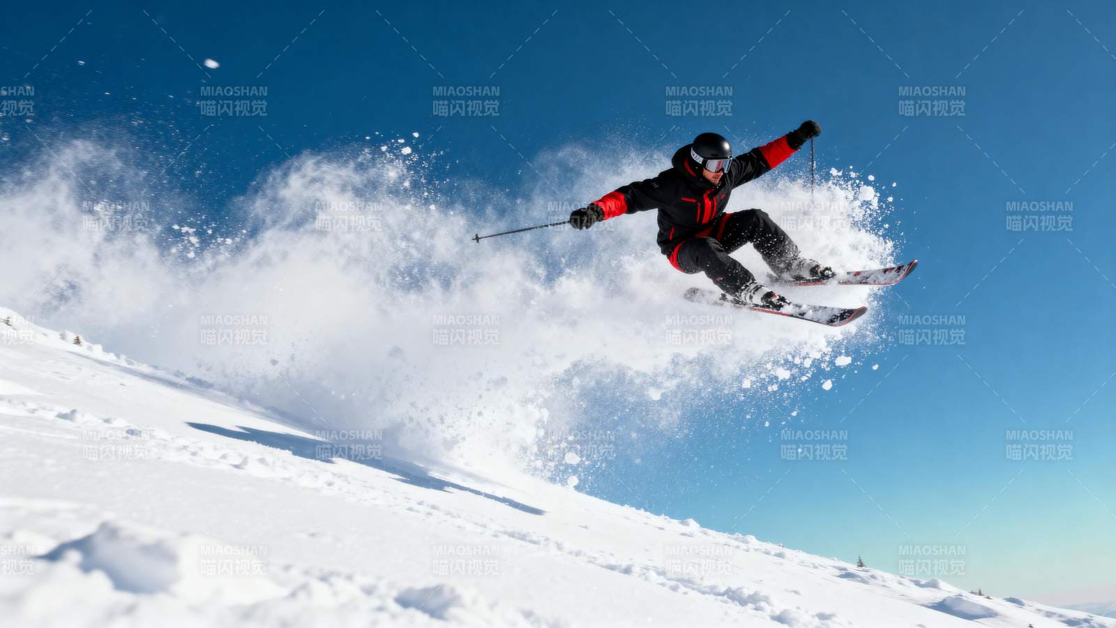 滑雪者腾空飞跃图片