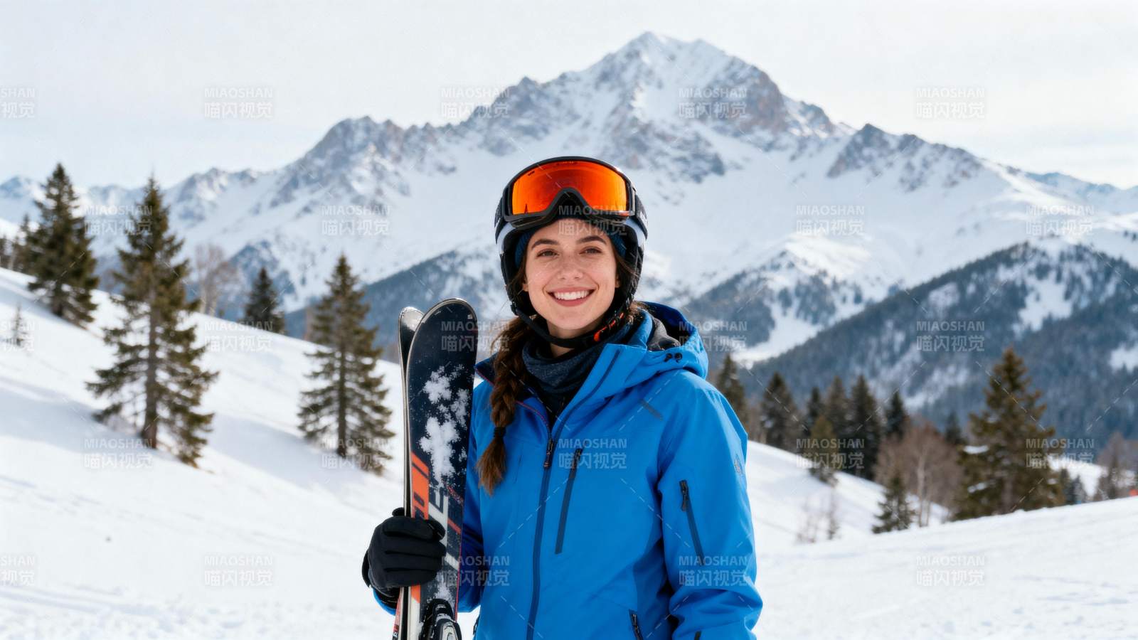 雪山滑雪美女图片