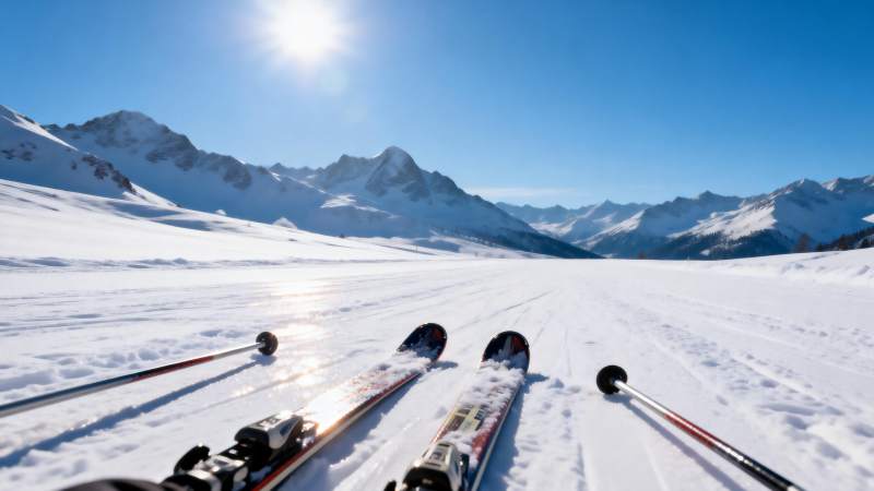 雪原滑雪 阳光明媚图片