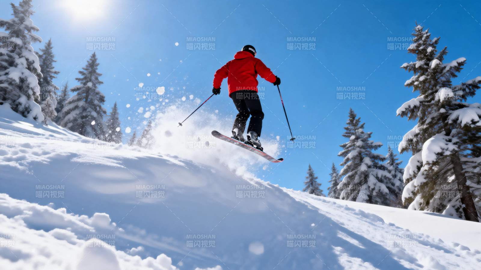 滑雪者腾空而起图片