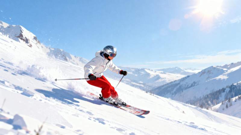 滑雪者在雪坡上疾驰图片