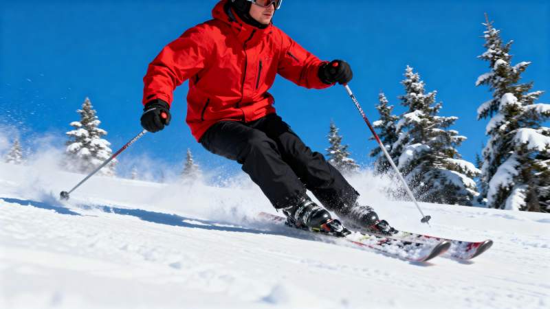 滑雪者疾驰雪原图片