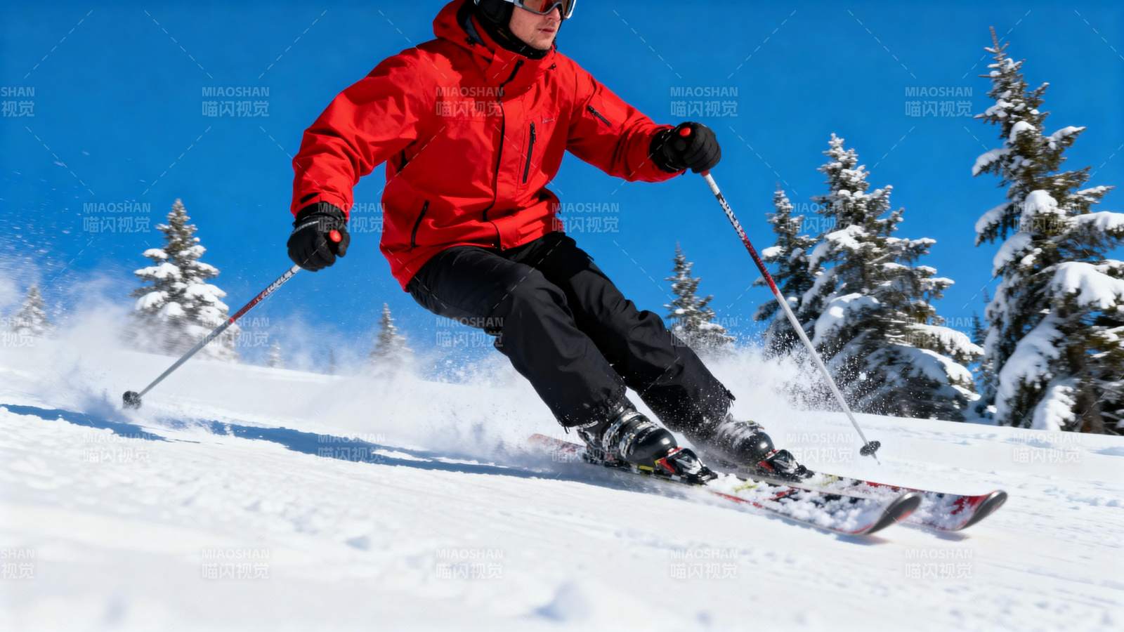 滑雪者疾驰雪原图片