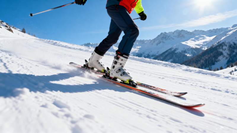 滑雪者在雪坡上疾驰图片