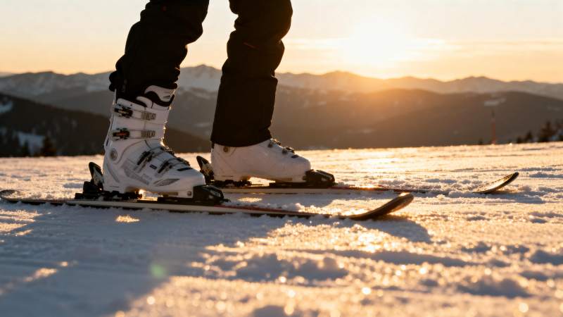 雪地滑雪 夕阳美景图片