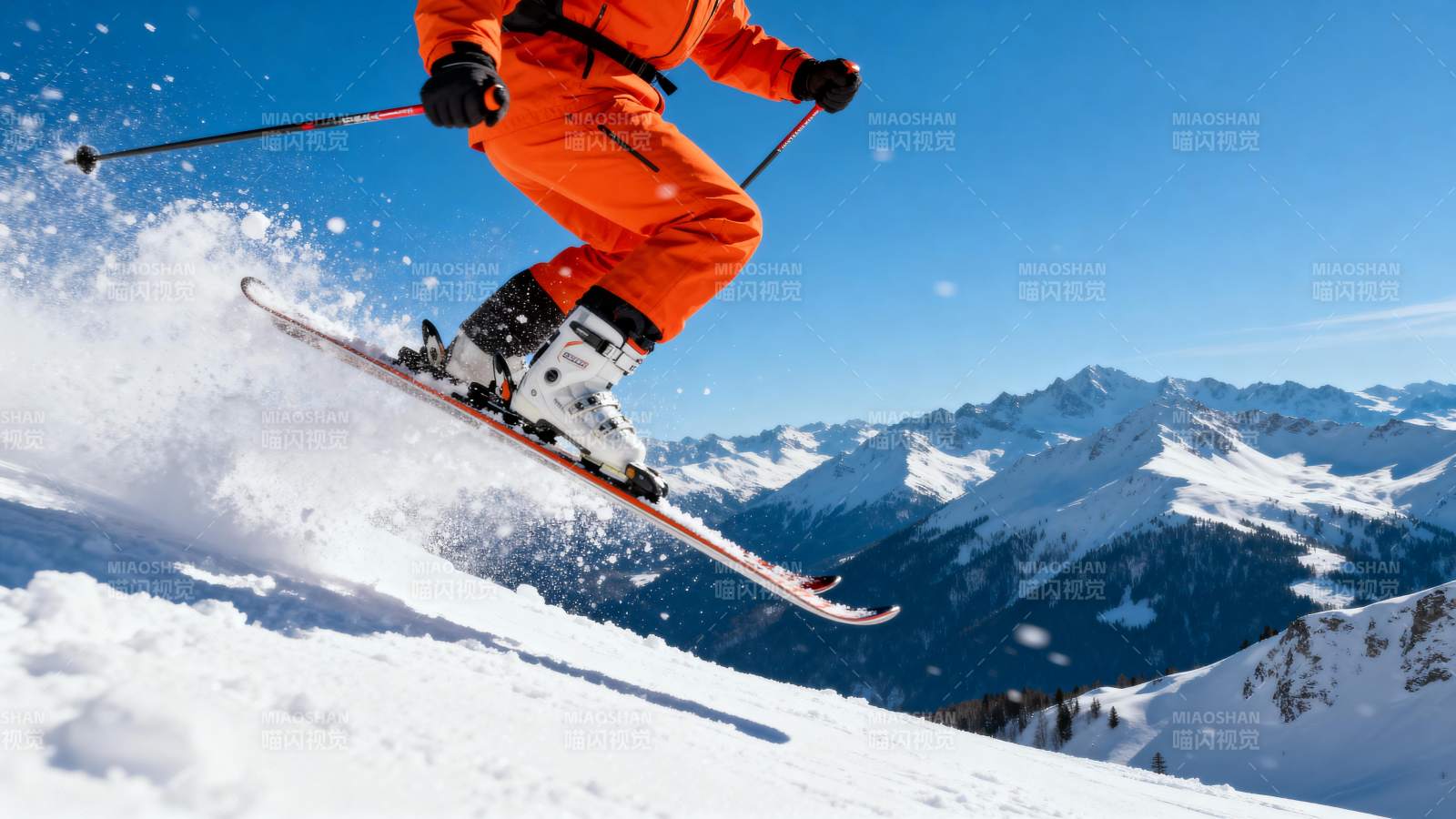 滑雪者腾空飞跃图片