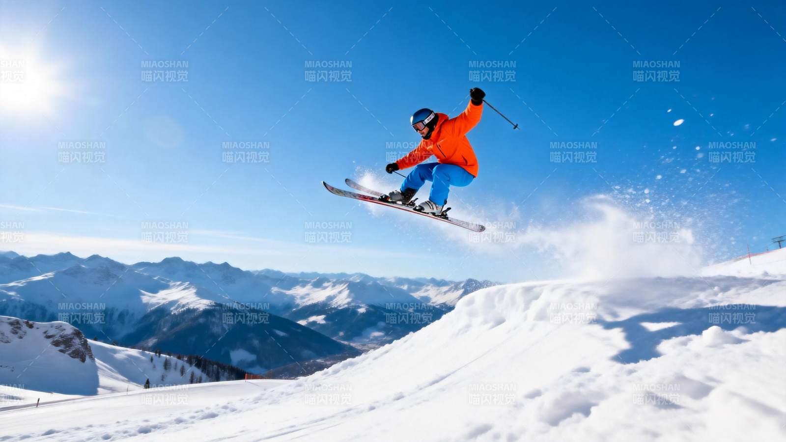 滑雪者腾空飞跃图片