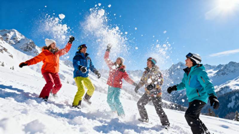 雪地欢笑 尽情玩雪图片