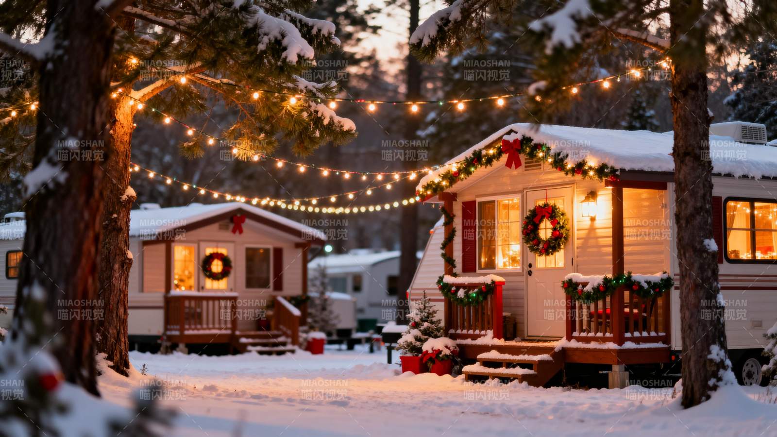 雪夜温馨小屋图片