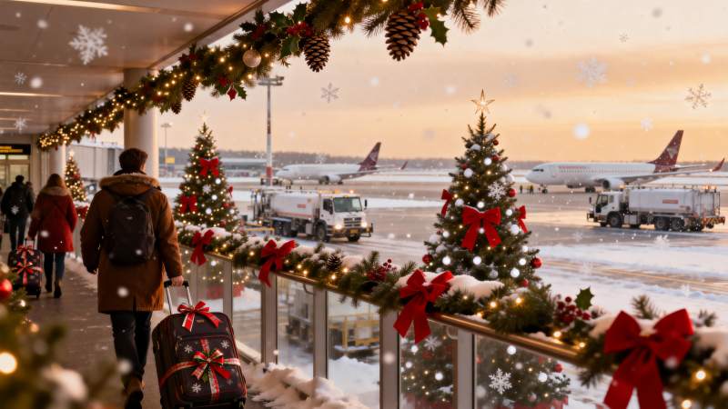 机场圣诞迎客图片