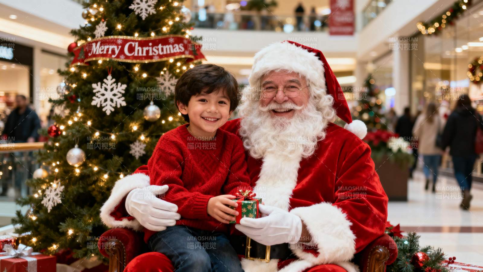 圣诞老人与孩子合影图片
