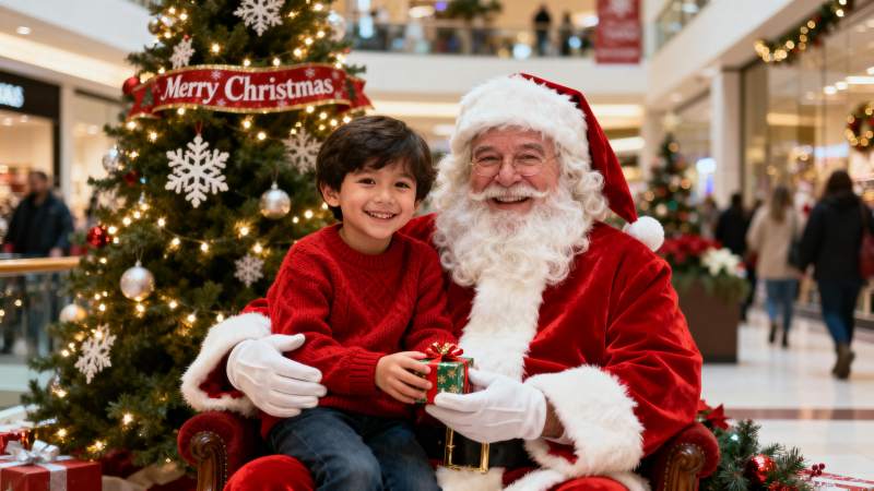 圣诞老人与孩子合影图片