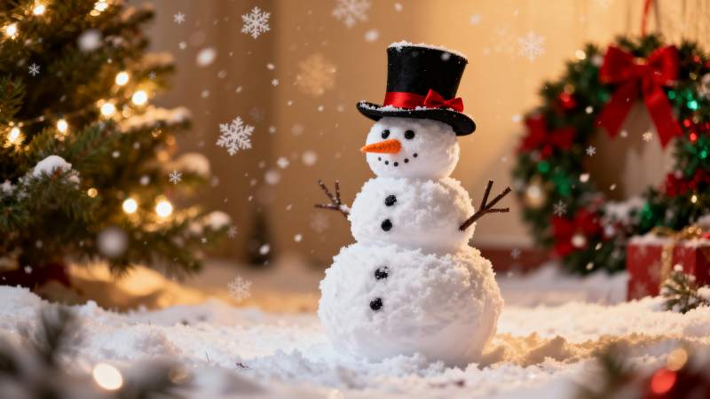 雪人圣诞夜景图片