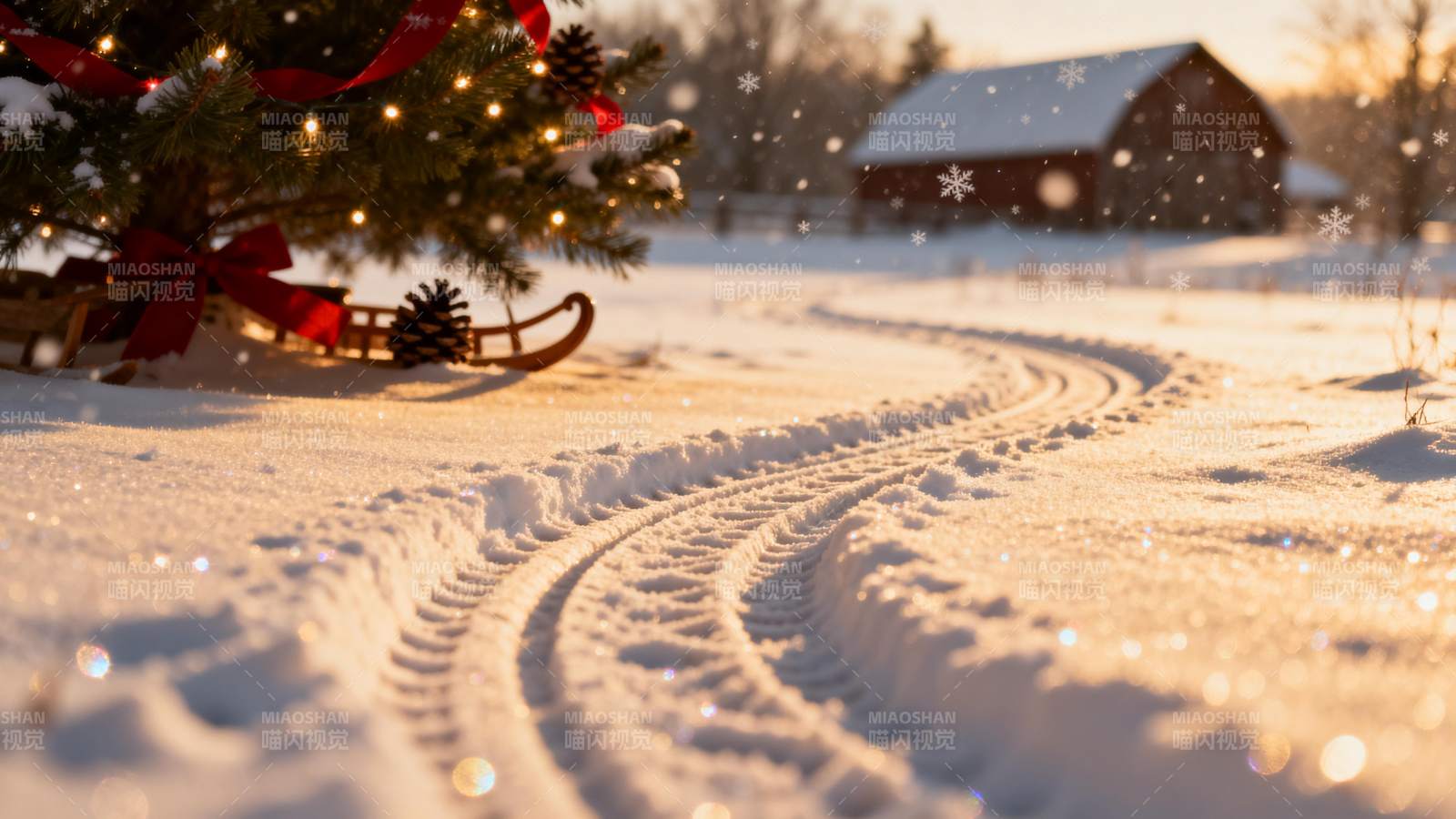 雪地圣诞夜景图片