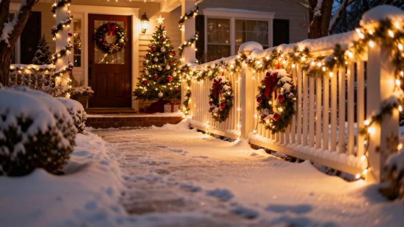 雪夜圣诞庭院图片